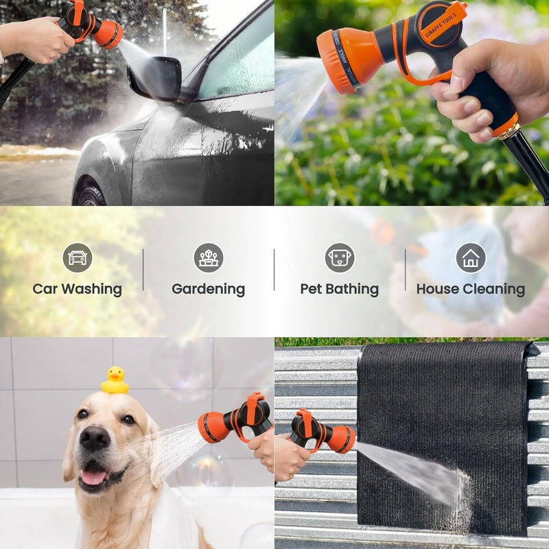Giraffe Tools Garden Hose 75FT Lightweight Lay Flat Water Hose Kink Free Flexible Hose with 9 Spray Function Nozzle（Black） - Image 5
